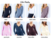 Haut de sport sexy à col en V croisé, léger, grande taille, manches longues, avec coussinets de poitrine amovibles, coupe courte, pour femme, vêtement de fitness