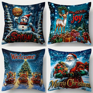 Nouveautés 4 pièces père noël bonhomme de neige canapé housse de coussin noël neige <span class=keywords><strong>cabane</strong></span> taie d'oreiller ensemble de taies d'oreiller - Product Image 2