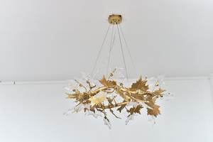 MEEROSEE De Luxe En Laiton Branche D'arbre Suspendu Luminaire Cuivre Feuilles D'érable <span class=keywords><strong>Lustre</strong></span> pour Hôtel Restaurant Café Décor MD92093 - Product Image 2