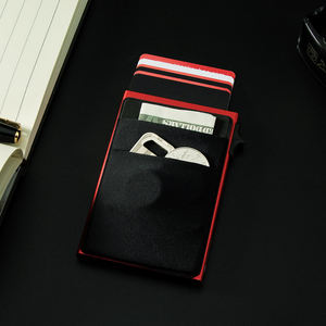 Slim Aluminum Card Holder <b>Wallet</b> Red Black Pop Out Clip Closure 4 Inch Anti-theft <b>RFID</b> Safe for Men Women - Product Image 3