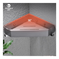Support de rangement d'angle mural triangulaire non perforé en acier inoxydable pour salle de bain et douche Utilisation efficace de l'espace