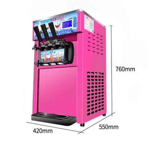 Commerciële Softijs Machine 3 Smaken Ijs Machine 1200W Aanrecht Gelato Ijs Machine