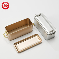 Boîte en fer blanc étroite et longue rectangulaire hermétique sans danger pour les aliments avec fermoir à clip pour l'emballage de biscuits macaron aux pépites de chocolat