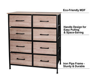 Armoire de rangement à double rangée pour chambre à coucher, organisateur avec cadre <span class=keywords><strong>en</strong></span> métal, coffre avec 8 tiroirs <span class=keywords><strong>en</strong></span> tissu non tissé - Product Image 4