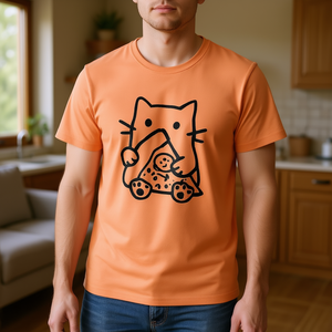 Cute Cat Pizza T-Shirt Unisex Adult Size Small Medium <b>Large</b> <b>Extra</b> <b>Large</b> - Product Image 3