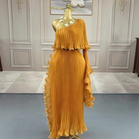 Robe de Soirée de Luxe à Plis Miyake de Haute Qualité pour Femme, Taille Unique, Épaule Asymétrique en Organza