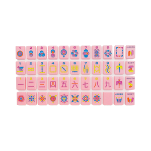 مجموعة فاخرة من 160 قطعة من بلاط الماجونغ الأمريكي، طبقة واحدة منقوشة من الأكريليك الوردي، هدية أنيقة للزملاء - Product Image 1