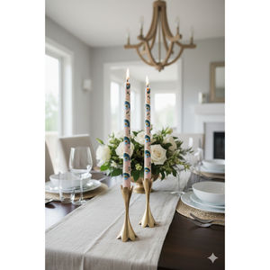 Pastel Floral Handmade WAXWARE Taper <b>Candles</b> Elegant Table & Home Dcor (<b>Set</b> of 2) for Christmas & Easter - Product Image 3