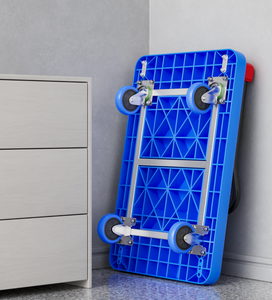 Chariot à main industriel avec grande plateforme, conception à quatre roues, construction en plastique, structure en maille, support OEM, pneus pneumatiques - Product Image 6