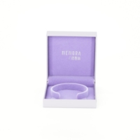 Boîte rigide de luxe personnalisée pour montre, boîte cadeau pour bijoux avec insert en velours violet clair pour emballage de bracelet