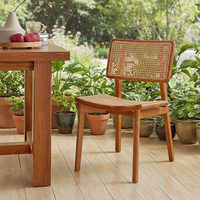 HOMU FURNITURE Chaise de salle à manger en rotin avec cadre en bois massif, design moderne, dossier ergonomique, durable, pour la maison, le bureau, l'appartement, l'hôtel