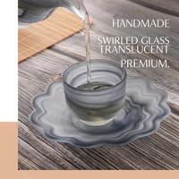 Ensemble de tasses à thé et soucoupes en verre classiques, élégant service à café pour la maison, le restaurant, l'hôtel, la pause thé, vaisselle de table en gros