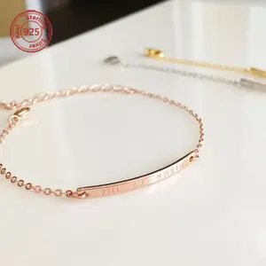 925 de plata flaco Bar <span class=keywords><strong>pulsera</strong></span> <span class=keywords><strong>coordenadas</strong></span> personalizadas <span class=keywords><strong>pulsera</strong></span> - Product Image 1