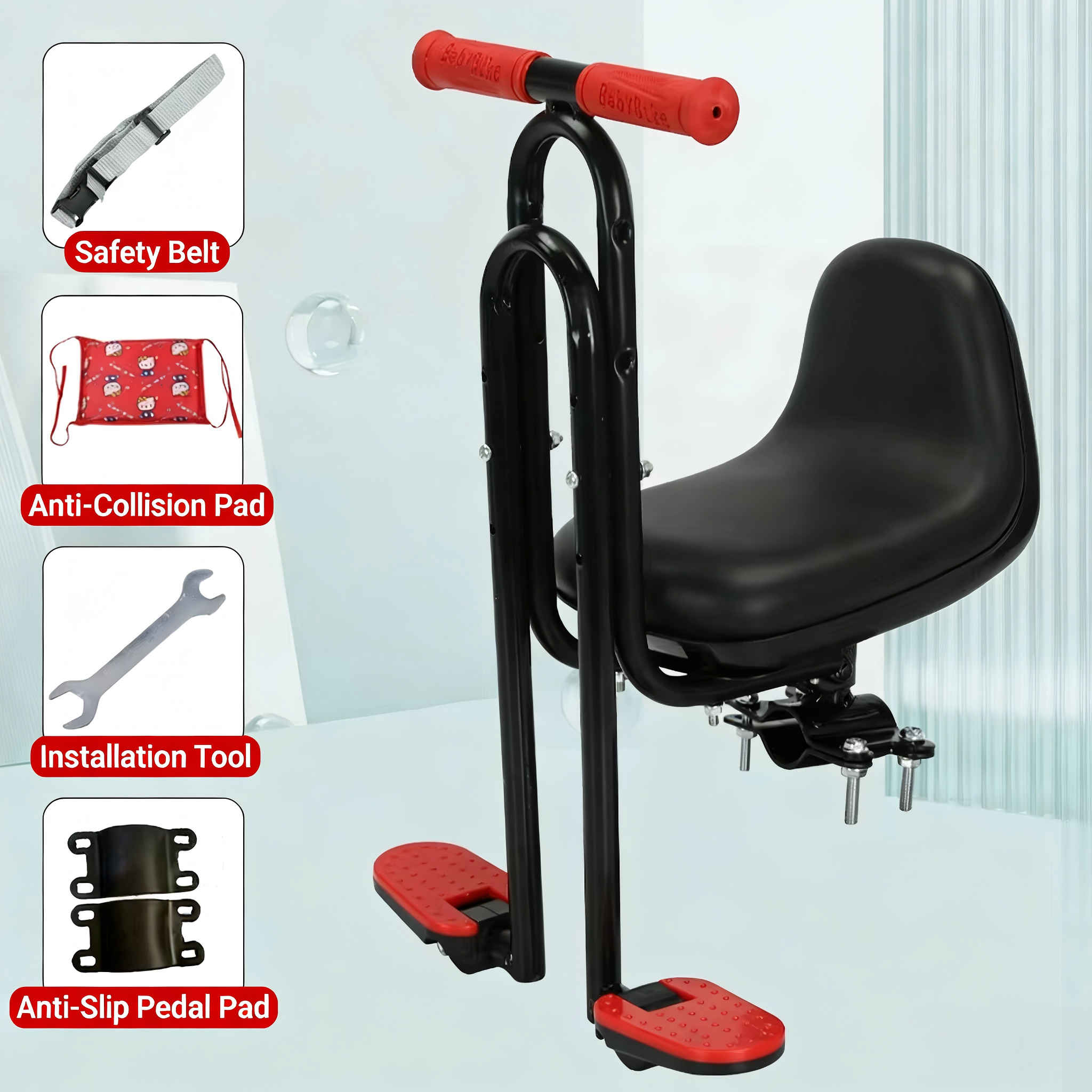Asiento individual negro + reposabrazos y pedales.