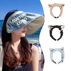 New Design Custom Summer Women Hollow Top Sunscreen Sunshade Sun Hat Cycling Empty Top Sea Shell Visor Hat