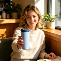 Gobelets isothermes réutilisables en acier inoxydable 12oz 20oz avec logo personnalisé, double paroi isolée, 2-en-1, pour boire et souffler, pour le camping et les voyages, tasse à café