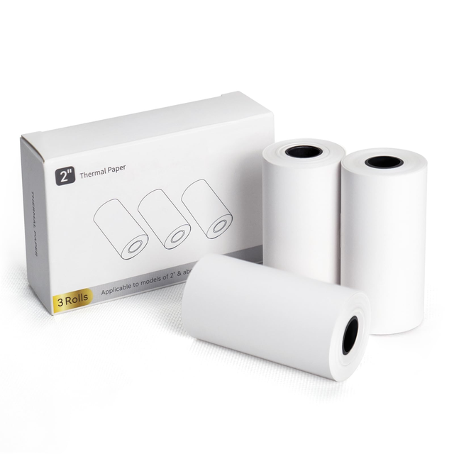 Mini Thermal Pocket Printer 56mm X 6.9 Thermal Paper Sticker 3-Rolls for Notes Texts Journal Photo