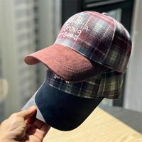 Topi Bisbol Bordir Motif Kotak-kotak Jepang Unisex, Dapat Disesuaikan, 6 Panel, Visor Berhuruf, untuk Musim Gugur dan Musim Dingin, Gaya Kasual
