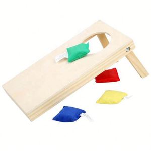 Mini juego de Cornhole de madera para niños - Juguete educativo portátil y ecológico de mesa con bolsa de transporte - Product Image 3