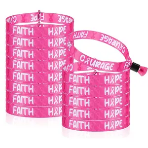 Produttore personalizzato migliori braccialetti elastici braccialetto intrecciato in tessuto rosa un paio di braccialetti per cancro al seno femme per coreano