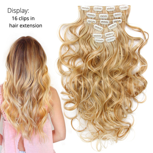 AliLeader - Extensiones de Cabello Sintético con Clip, Onduladas y Largas, 22 Pulgadas, 6 Piezas/Juego, 16 Clips - Product Image 1