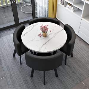Ensemble de table à manger ronde de bonne qualité, petit ensemble de table à manger, salon moderne, 4 places, meubles de maison, métal, fer, marbre, 50 pièces - Product Image 3