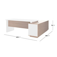 Bureau d'angle moderne en bois en forme de L pour le bureau à domicile avec rangement