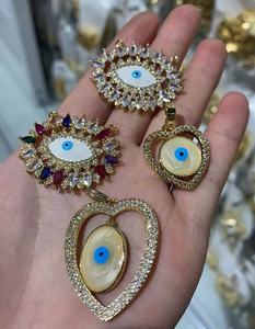 Amuleto Turco Personalizado, Colgante de Ojo Turco Azul, Chapado en Oro de 18k, Micro Pavé, Colgante de Protección de la Suerte para Joyería - Product Image 3