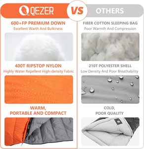 Sac de couchage double léger en <span class=keywords><strong>duvet</strong></span> de canard, couleurs mélangées, double usage, portable, imperméable, nylon 20D 400T, pour le camping en plein air et la randonnée - Product Image 5