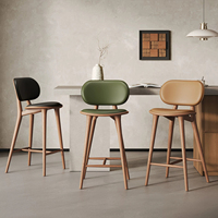 Tabouret de bar Wabi-sabi en bois massif, style moderne minimaliste, avec dossier, pour bar à domicile et chaises hautes d'îlot