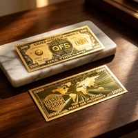 Billet de banque en feuille d'or à thème Global Peace, motif carte du monde, carte de monnaie fantaisie pour collectionnables et souvenirs, vente en gros