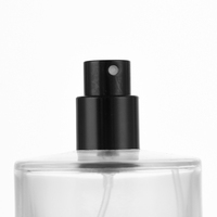 Botol Semprot Kaca Bening Mewah Terlaris 30ml 50ml Botol Parfum Kosong Bulat Custom Dengan Tutup Kayu