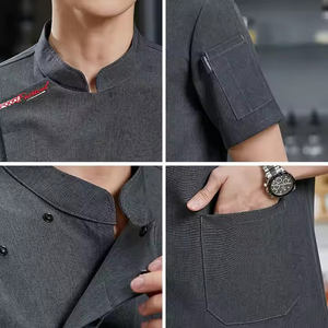Uniforme de restauration à manches courtes multifonction <span class=keywords><strong>professionnel</strong></span> poche de vêtements de cuisson de chef à domicile pour les uniformes de restaurant à utiliser en cuisine - Product Image 4