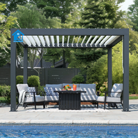 Pergola de jardin en aluminium de luxe avec toit à lames motorisé imperméable Sweet Home, pour patio, piscine, cour