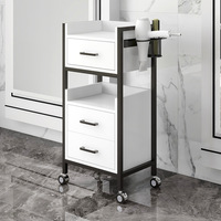 Chariot de coiffure mobile de haute qualité, chariot de beauté portable, chariot de salon blanc et or