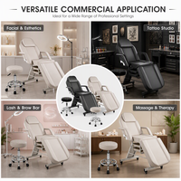 Fauteuil de massage et de beauté luxueux noir et blanc à jambes réglables, pliable, pour tatouage, coiffure, thérapie faciale et extensions de cils, économique