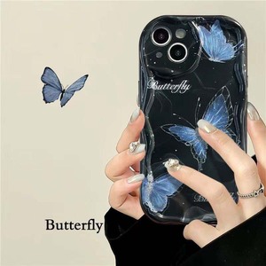 Luce blu farfalla stampa bordo onda <span class=keywords><strong>Silicone</strong></span> TPU <span class=keywords><strong>Cover</strong></span> per <span class=keywords><strong>Iphone</strong></span> 8 X Xr Xs 11 12 13 14 16 17 Pro Max - Product Image 3