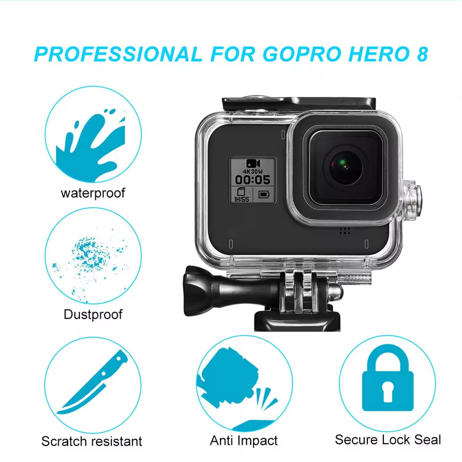 HONGDAK Hot GoPros Accessories Protective Waterproof Housing Shell Case with 45 Meter Underwater for Go Pro Hero8 Camera