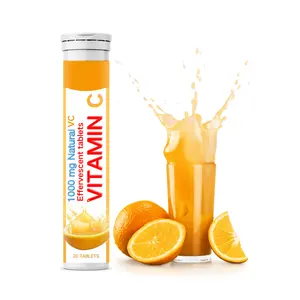 개인 라벨 천연 비타민 C 발포성 정제 1000mg 오렌지 주스 거품 물