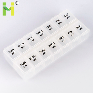 Hộp Đựng Thuốc Hàng Tuần Lớn <span class=keywords><strong>2</strong></span> Lần Một Ngày AM PM Hộp Đựng Thuốc, Hộp Đựng Thuốc Ban Đêm 7 Ngày - Product Image 1