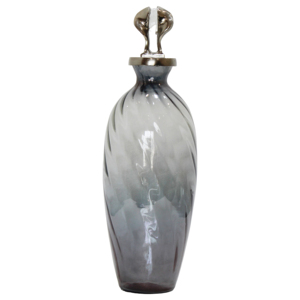 Vaso in vetro con finiture in metallo scolpito, accento colorato per l'arredamento del soggiorno. - Product Image 1