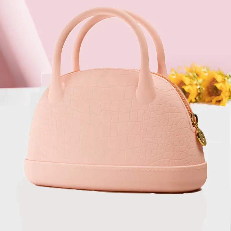 Custom Designer Silicone Ladies Handbags Trendy Top Handle Bag Casual Work Tote Purse Waterproof Silicone Tote Bag for Women