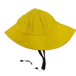 Heavy Duty Polyester Fabric PVC Coated Rain Hats Waterproof Rain Hat Wide Brim Bucket Rain Hat