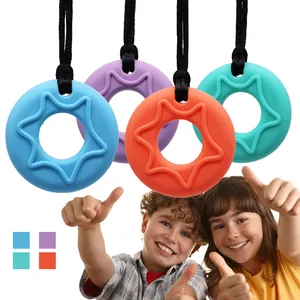 Preço de fábrica Bebê Com CPC tijolo Forma Silicone Teether Baby Chewy Colar 3-12 Meses Pingente mastigar brinquedos