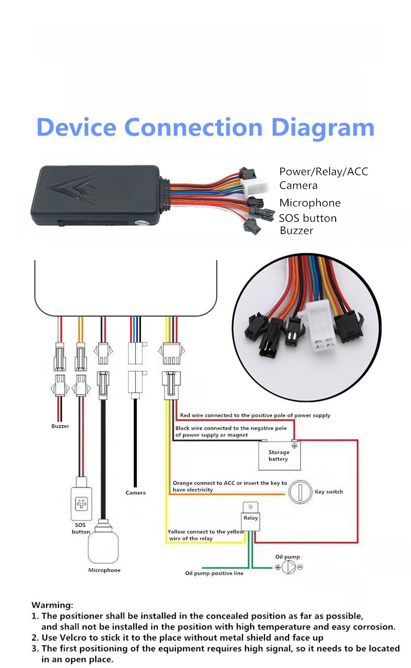 Anti-Theft Remote Fuel ACC Relay Power Off SOS Tracking Device With MIC Camera Sensor Auto Navigation GPS Tracker