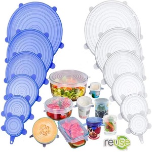 6 pièces de couvercles alimentaires réutilisables en silicone pour la conservation des aliments frais, couvercles hermétiques en silicone, couvercles extensibles sous vide, emballages alimentaires - Product Image 1