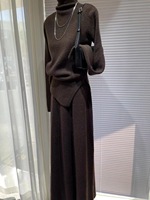 Nouvelle Collection Automne/Hiver : Ensemble Jupe Longue Tricotée Haut de Gamme pour Femme, Anti-boulochage, Élégante, Ample, Décontractée et Douce