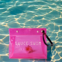 Pochette de maillot de bain en PVC rose transparent écologique, sac de voyage en plastique écologique pour maillot de bain, étui de protection pour maillot de bain