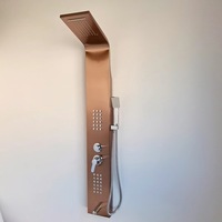Colonne de douche cascade moderne en acier inoxydable avec robinets thermostatiques en laiton brossé et céramique pour salle de bain