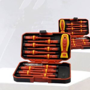 Kit d'outils de réparation pour électricien 13 pièces, jeu de tournevis isolés interchangeables 1000V, embouts magnétiques à fente, portable, en chrome vanadium - Product Image 2